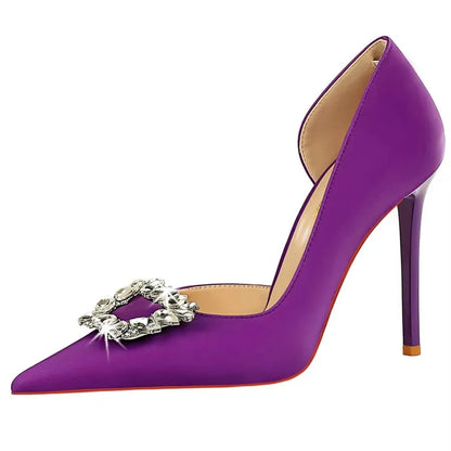 Luxury Heels 10.5 Cm Women Pumps Rhinestone Design High Heels Fashion Wedding Shoes Stilettos Sexy Party Shoes 10 Colour Pumps