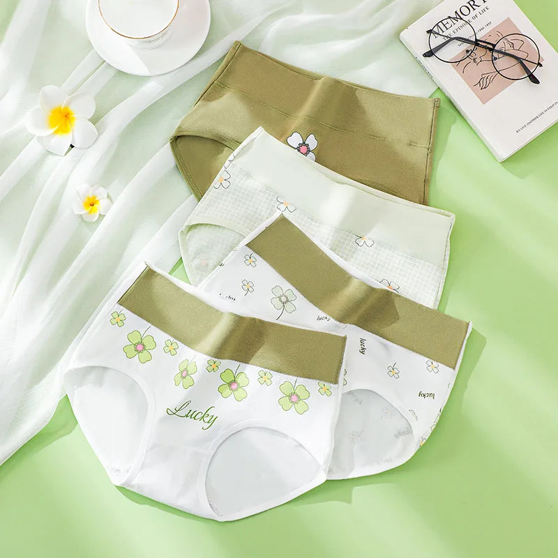 4Pcs Plus Size M-5XL Panties Women Cotton High Waist Slimming Underwear Seamless Girls Briefs Sexy Female Breathable Lingerie