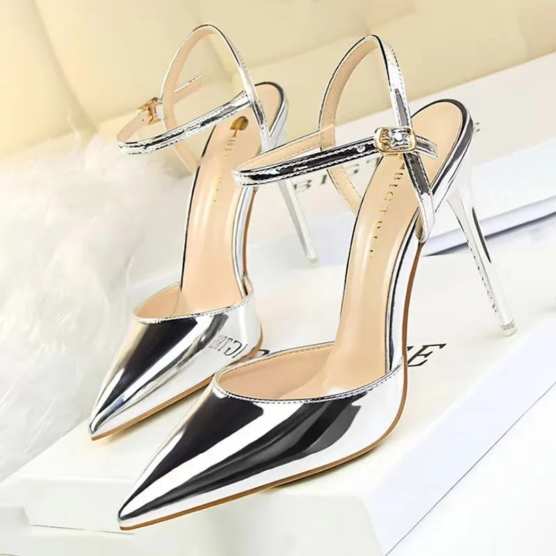 BIGTREE Shoes Fashion High Heels Shoes Patent Leather Woman Pumps Sexy Women Heels Blue Sliver Stiletto Heels Women Sandals 2026