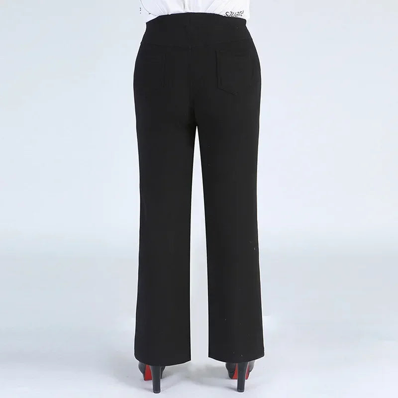 Winter Formal Pants Elegant Women Warm Fleece Plus Size 9XL 6XL 5XL Girls High Waisted Straight Trousers Office Business Clothes