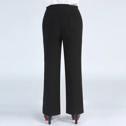Winter Formal Pants Elegant Women Warm Fleece Plus Size 9XL 6XL 5XL Girls High Waisted Straight Trousers Office Business Clothes