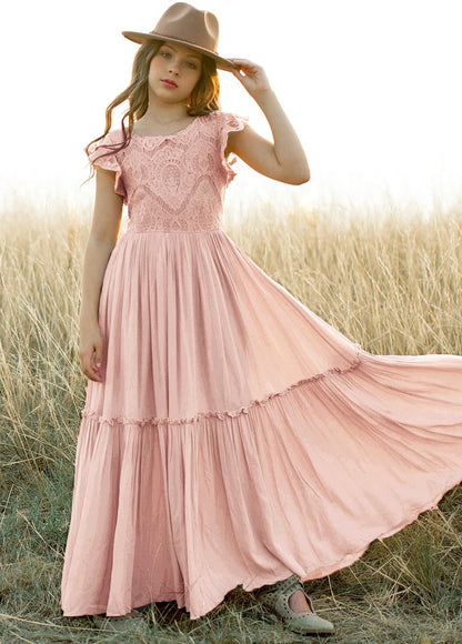 3-14 years Girls Lace Bohemia Long Dresses Baby Kids Flower Wedding Princess Party Dress Vestidos Costume Children Clothing