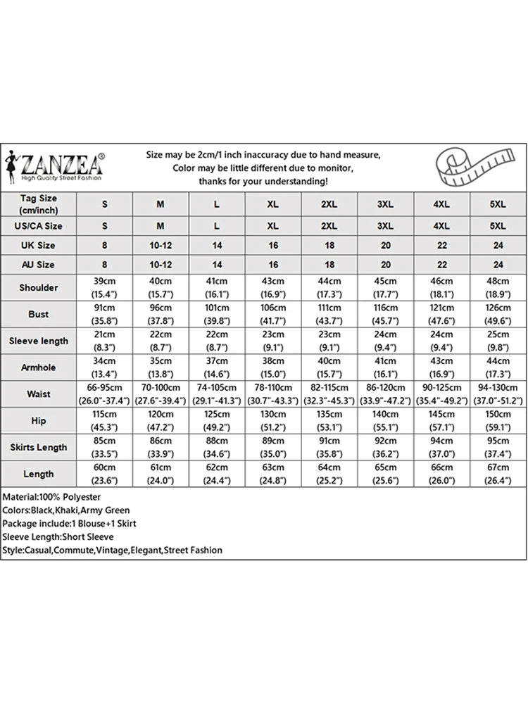 ZANZEA Elegant Chic Women 2 Pieces Skirt Sets Fashion Asymmetrical Hem Blouses and A-Line Midi Skirts 2pcs Suits Commute Outfits