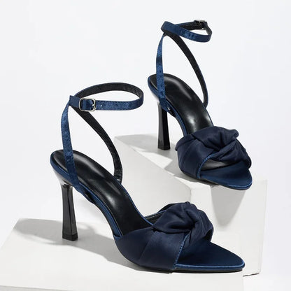 Sexy Pointed Toe High Heel Sandals Women Luxury Satin Ankle-Strap High Heels for Ladies Street-style Women's Sandals Summer 2026