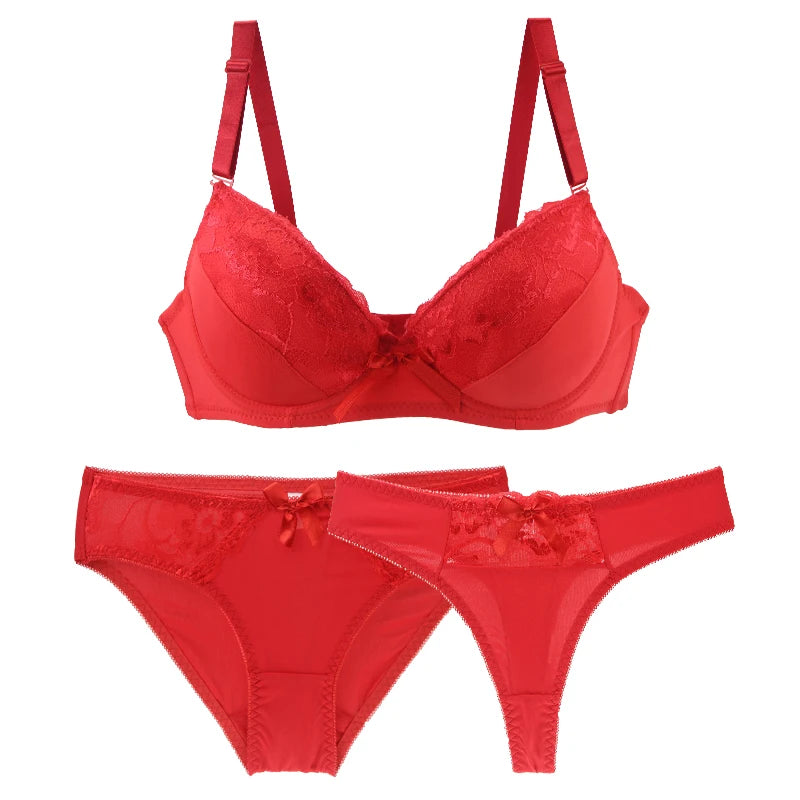 Nouvell Seamless New Sexy Push Up Bra Sets 2 Piece Beige White Purple Red Black Blue Underwear Thong For Women BCDE Cup Lingerie