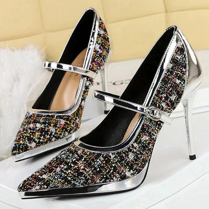 BIGTREE New Fashion High Heels Women Pumps Buckle Luxury Banquet Shoes Sexy Party Shoes Women 10.5 cm Heels Stiletto Ladies Shoe