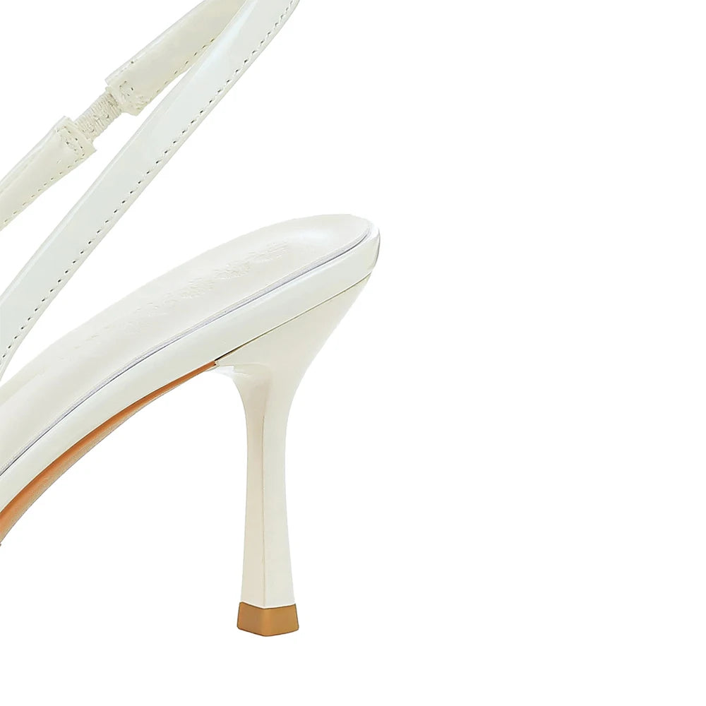 BIGTREE Shoes White Women Pumps Bowknot High Heels Patent Leather High-heeled Sandals Women Summer Shoes Stiletto Heels 8 cm