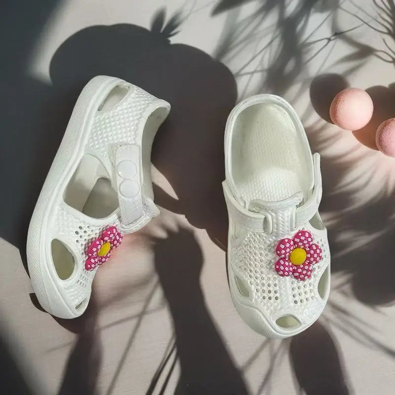 Girls' Floral Toddler Learning Shoes Lightweight Breathable EVA Hole-Patterned Sandals - Cute Versatile Beach & Daily Wear Baby