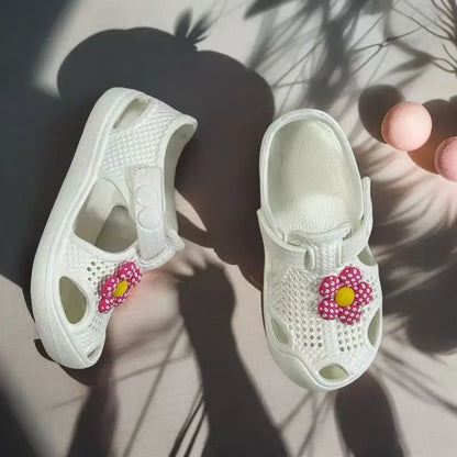 Girls' Floral Toddler Learning Shoes Lightweight Breathable EVA Hole-Patterned Sandals - Cute Versatile Beach & Daily Wear Baby
