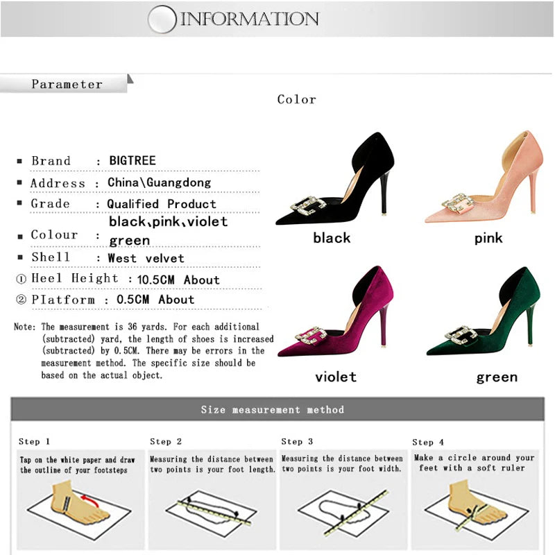BIGTREE Shoes Rhinestone Buckle Women Pumps Bowknot Luxury High Heels Sexy Party Shoes Stiletto Heels Women Shoes Large Size 43