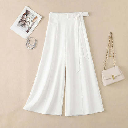 Women Plus Size 5XL Wide Leg Pants High Waist Belted Loose Flowy Trousers ZANZEA Autumn Office Work Solid Casual Palazzo Pants