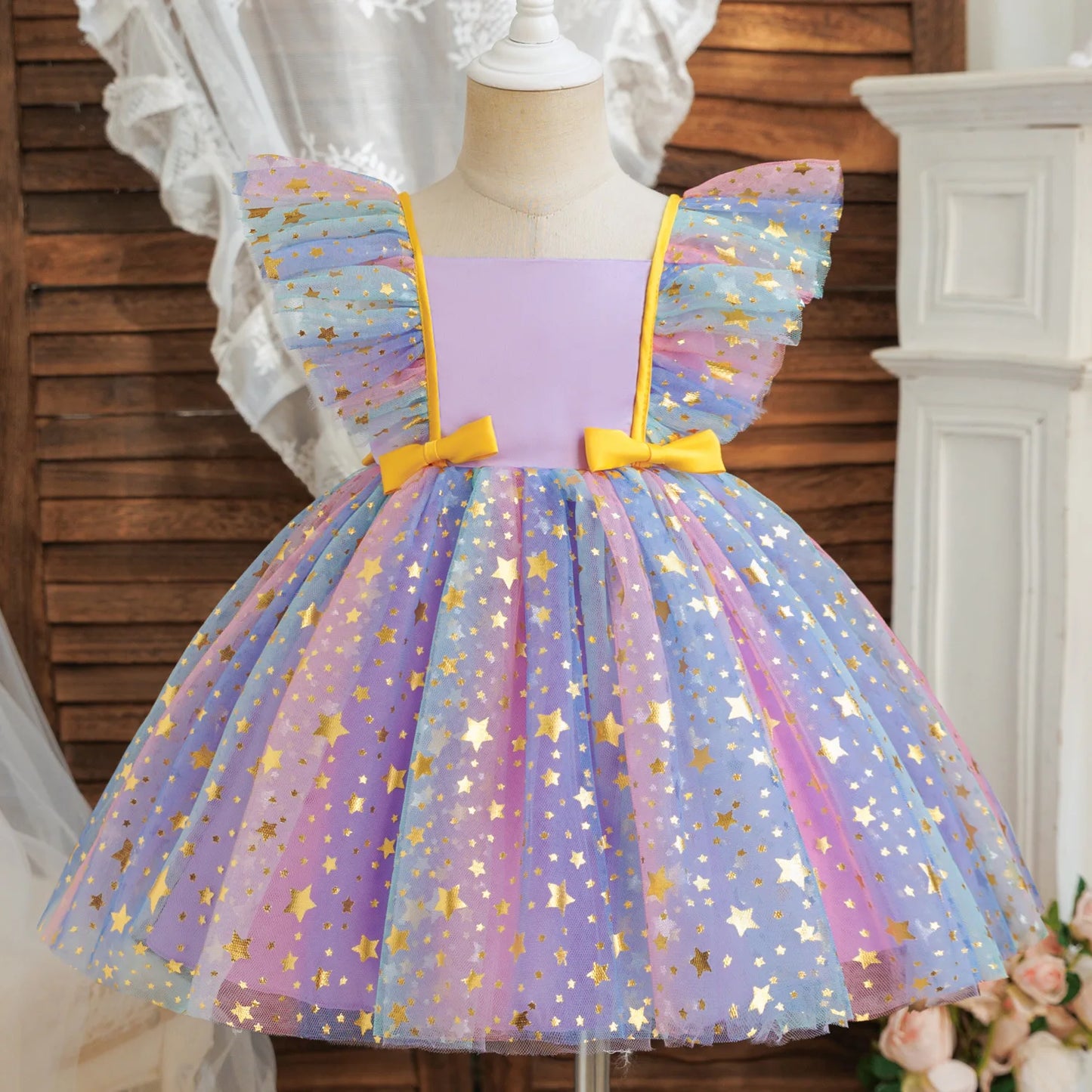 K-Pop Hunters Zoey Rumi Princess Dress for Girls Sequined Star Ruffle Bow Tutu Baby Formal Gala Prom Gown Kids Party Costume