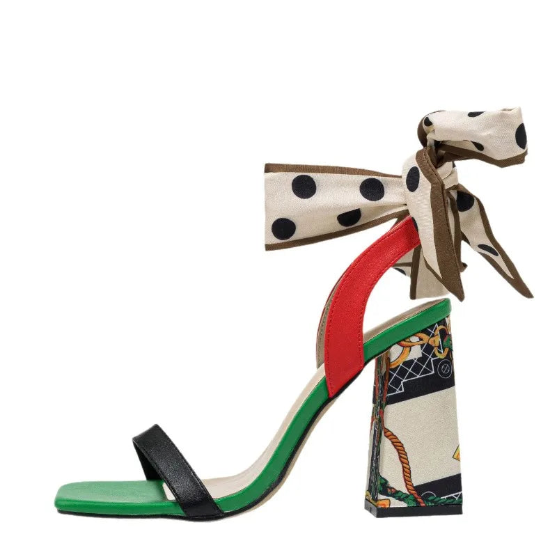 Butterfly Knot Decoration Super High Heel Sandals Women Sexy Open Toe Chunky Pumps Women Summer Slingbacks Elegant Women's Shoes