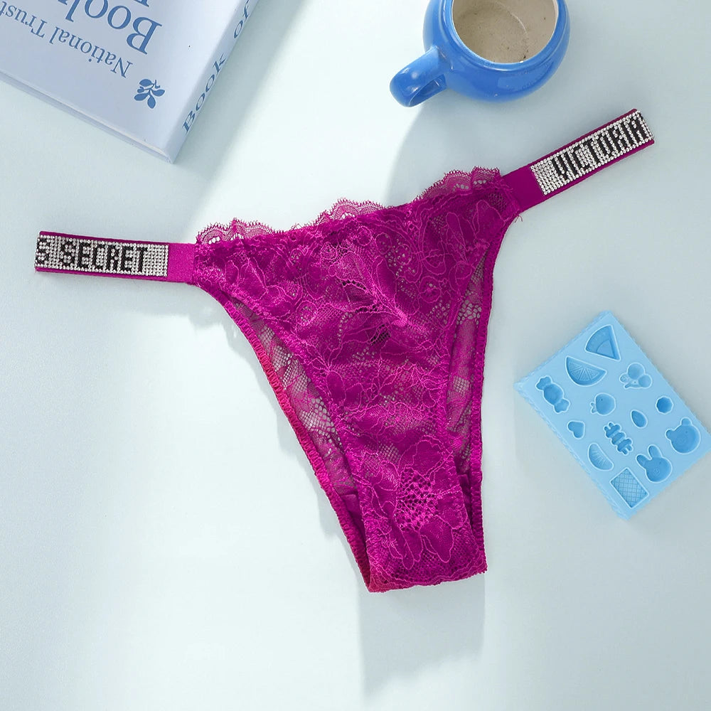 Victoria's Secret Women's Underwear Antibacterial Fashionable Soft with Rhinestones Breathable Panties Classic Sexy