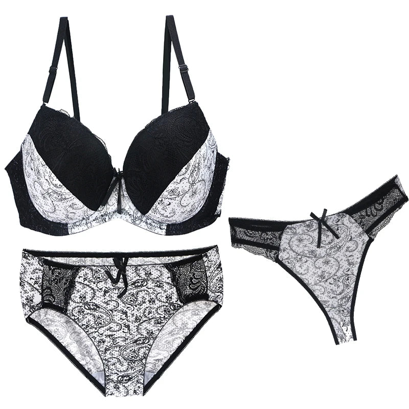 Nouvell Seamless Push Up Bra Sets For Women 3 Piece Underwear Transparent BCDEF Cup Beige Black Blue Purple Red White Lingerie