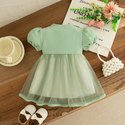 Bow Chiffon Baby Girl Dress Summer New Sweet And Cute Children'S Clothing (6 Months -3 Years Old)