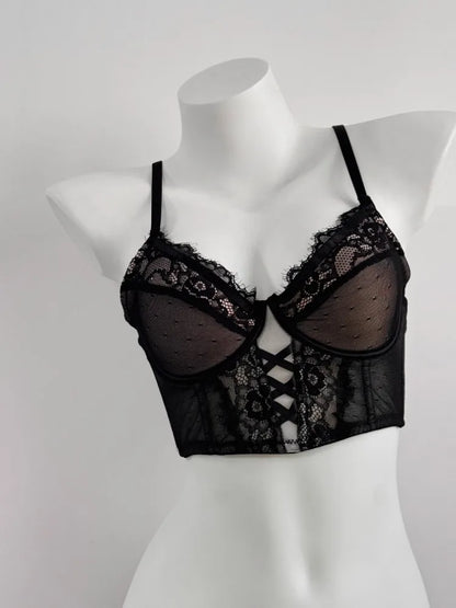 Luxury Fishbone Lace Bra Set for Small Chest | Anti-Sag Soft Underwire Push Up | Tuck Side Fat Enhancer | Sexy Tushy G & Panty