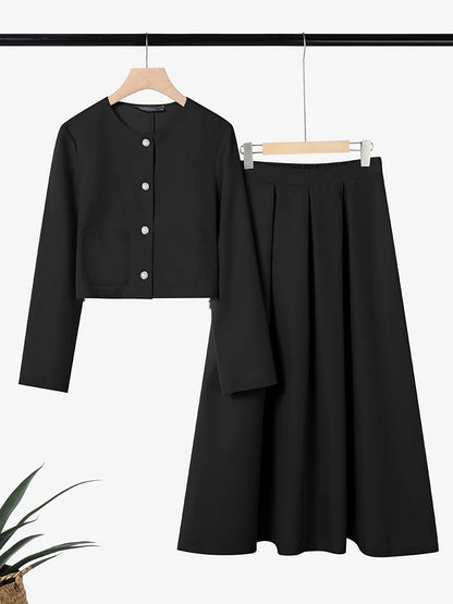ZANZEA Fashion Women 2 Piece Sets Spring Autumn Office Outfits 2026 Elegant Long Sleeve Blouse Dress Suit Solid A Line Skirt Set