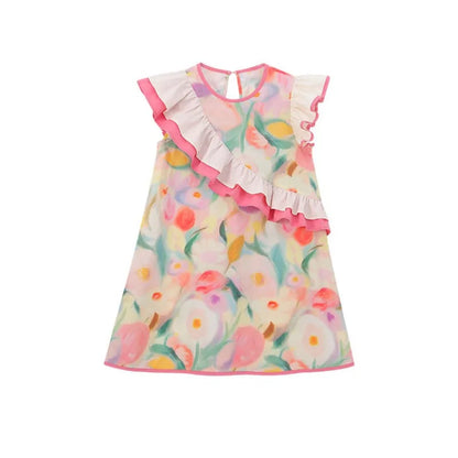 Summer Children's Vest Dress Girl Clothing Kid Pink Puffy Girls Kids 8 12 Years Kid's Clothes From 7 Elegant Dresses Beautiful 9