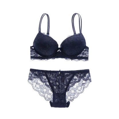 Sweet Mesh Lace Flower Bra Bowknot Low Waist Bra Panties Set Lingerie Intimates Push Up Bra Women Women