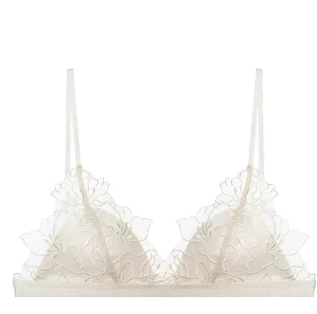 BANERDANNI Pure Desire Victoria French Lace Embroidered Lingerie Women's Thin Cup Triangle Cup Bra Set Comfortable No Underwire
