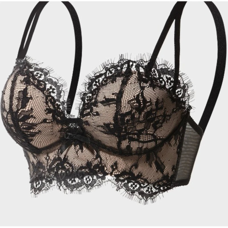 Sexy Victoria‘s Bras Style Push Up Bra Set, French Lace for Small Chest Side Support Anti Sagging MOYISU Sexy Panty & Tushy PP A