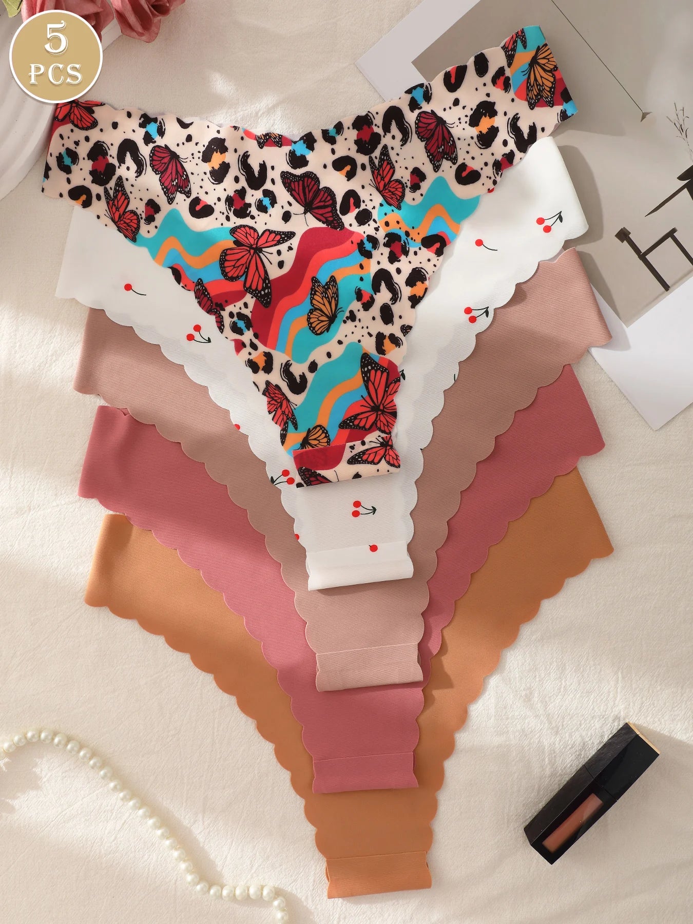 5pcs Women's Low-Waist Panties, Soft and Comfortable Triangle Underwear, Suitable for Sports and Daily Wear
