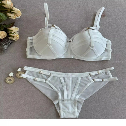 2026 New European Style Women Lingerie Set Push Up Lifting Support Bra Soft Underwire Strappy Design Conceals Side Spillage
