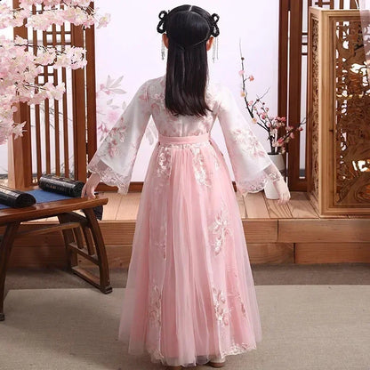 Summer Party Costume Girl Dresses Vintage Kids Clothes Vestido Casual Baby Chinese Hanfu Cosplay Children Princess Girls Dress