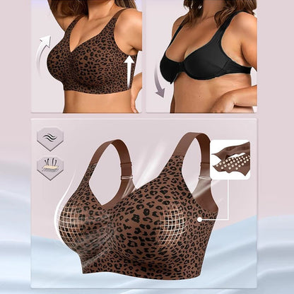 Leopard Jelly Bra Wireless Supportive Bras No Underwire Push Up Full Coverage Seamless Bralette Plus Size Underwear for Women