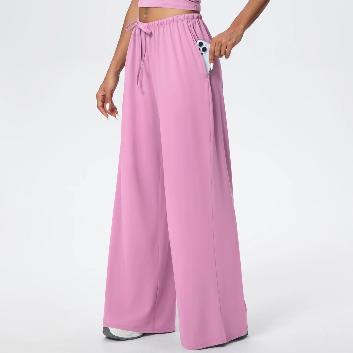 Loose Breathable Yoga Full Length Wide Leg Pants Solid Color Naked Feel Fitness Sports Woman Quick Drying Gym Pencil Pants