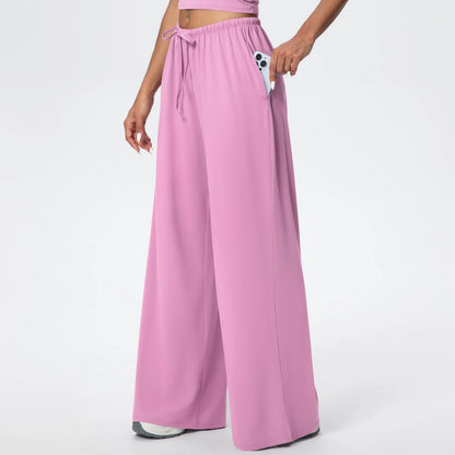 Loose Breathable Yoga Full Length Wide Leg Pants Solid Color Naked Feel Fitness Sports Woman Quick Drying Gym Pencil Pants