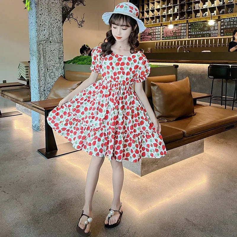 Summer Strawberry Princess Dress Romper for Girls Girls' Clothes Women's Children's Elegant Kids 8 10 Years Child Girl 12 7 9 6
