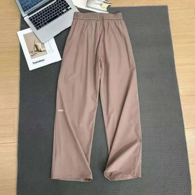2026 Summer Casual Black Pants Loose Thin Elasticity High Waist Wide Leg Pants Women Quick-dry Breathable Sweatpants Women