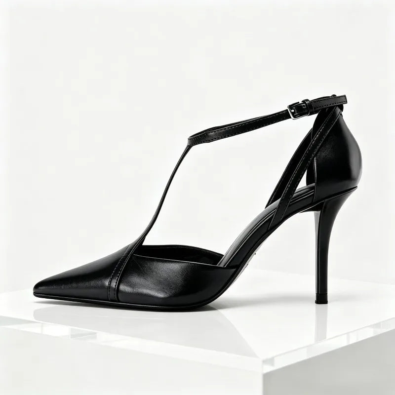 Designer Patent Leather Thin High Heels Women Sexy Pointed-Toe Ankle Strap Buckle Heeled Sandals Elegant Party Heels for Ladies