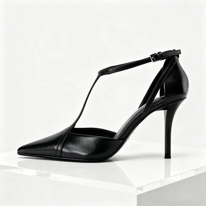 Designer Patent Leather Thin High Heels Women Sexy Pointed-Toe Ankle Strap Buckle Heeled Sandals Elegant Party Heels for Ladies