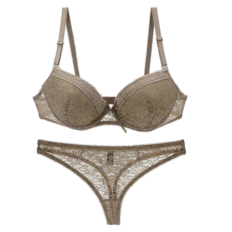 2024 Sexy Bra Sets Push Up Lace Lingerie 34/75 36/80 38/85 40/90 42/95 BCDE Cup White Pink Blue Khaki Green Violet Underwear