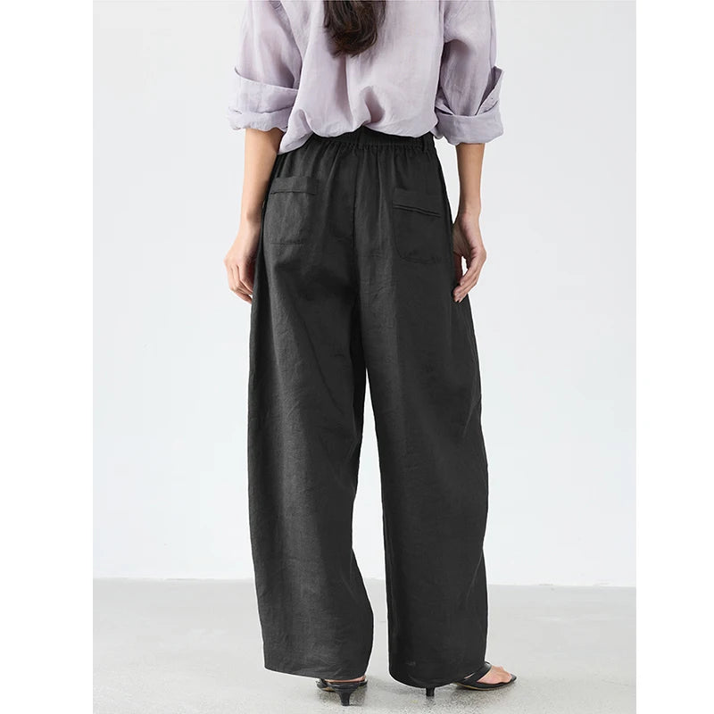21 Count Ramie Elastic Waist Plus Size Casual Pants Loose Linen Women's Trousers 2026 Spring/Summer Women's Fashion