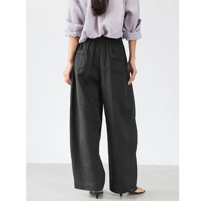 21 Count Ramie Elastic Waist Plus Size Casual Pants Loose Linen Women's Trousers 2026 Spring/Summer Women's Fashion