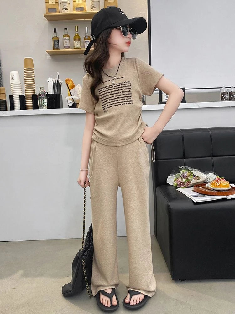 2025 New Children's Clothing 7 12 Years Kids Set 8 Year Old Girls Clothes Up Summer Suit Girl Outdoor Junior Top Bottom 9 10 14