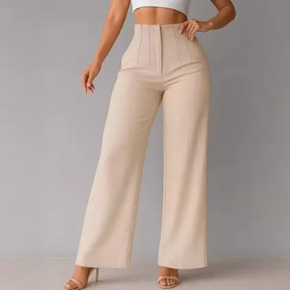 Women's High Waist Wide Leg Pants Elegant Tailored Straight Trousers Office Work Pants Casual Bottoms Comfy Dress Pants