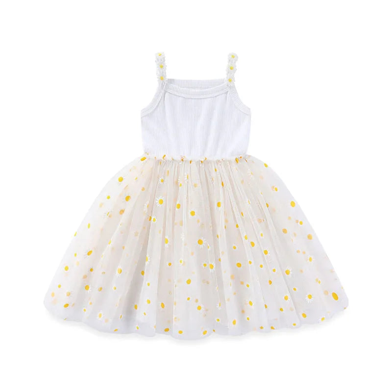 MILANCEL Korean Style Girls' Summer Dress 0-4Y Cute Baby Children's Little Daisy Suspender Mesh Dress Kid's Clothing