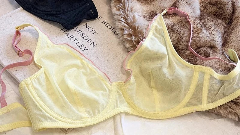 Minimizer Bra Plus Size Underwire French Style Triangle Cup Push Up Sexy Mesh Lingerie Set Support 32-40 MOYISU Sexy Bra Set BC