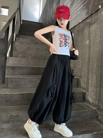 Lightweight Kids Mosquito Repellent Harem Pants 5-12Y Casual Quick Dry Summer Pants for Girls Loose Fit Anti Bug Outdoor Play