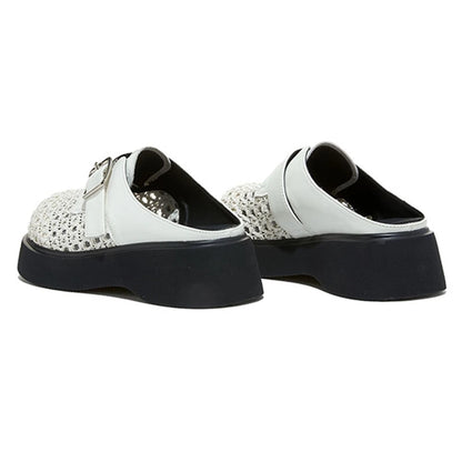 High Quality Leather Mesh Mules Slippers Women Openwork Design Wedge Heeled Sandals for Girls Summer Comfortable Beach Shoes