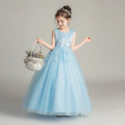 BX683 Kids Dresses For Girls Lace Dress Gown Princess Clothes Children Formal Evening Party Flower Girls Wedding Vestidois