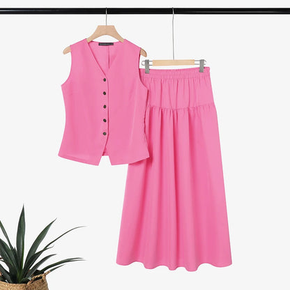 2026 ZANZEA Summer Elegant V Neck Sleeveless Shirt Dress Sets Fashion Women 2 Piece Sets Solid Outfits Stylish OL Work Suit