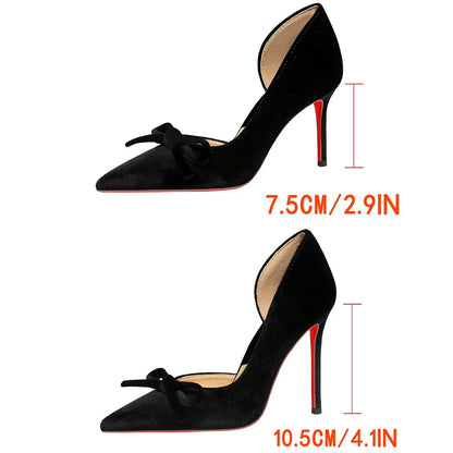 Luxury Women Pumps Bowknot High Heels Women 7.5 cm 10 cm Stiletto Sexy party shoes Velvet Ladies shoes Women Wedding shoes 2026
