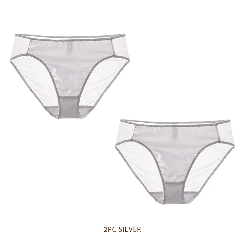 SuyaDream Women Panties 100% Natural silk Lining Meshes Briefs Underwear Health Underpants 2023 New Everyday wear Intimates