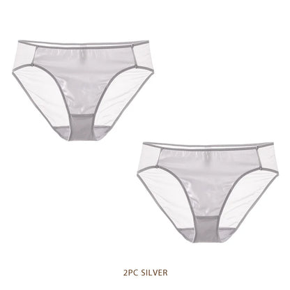 SuyaDream Women Panties 100% Natural silk Lining Meshes Briefs Underwear Health Underpants 2023 New Everyday wear Intimates